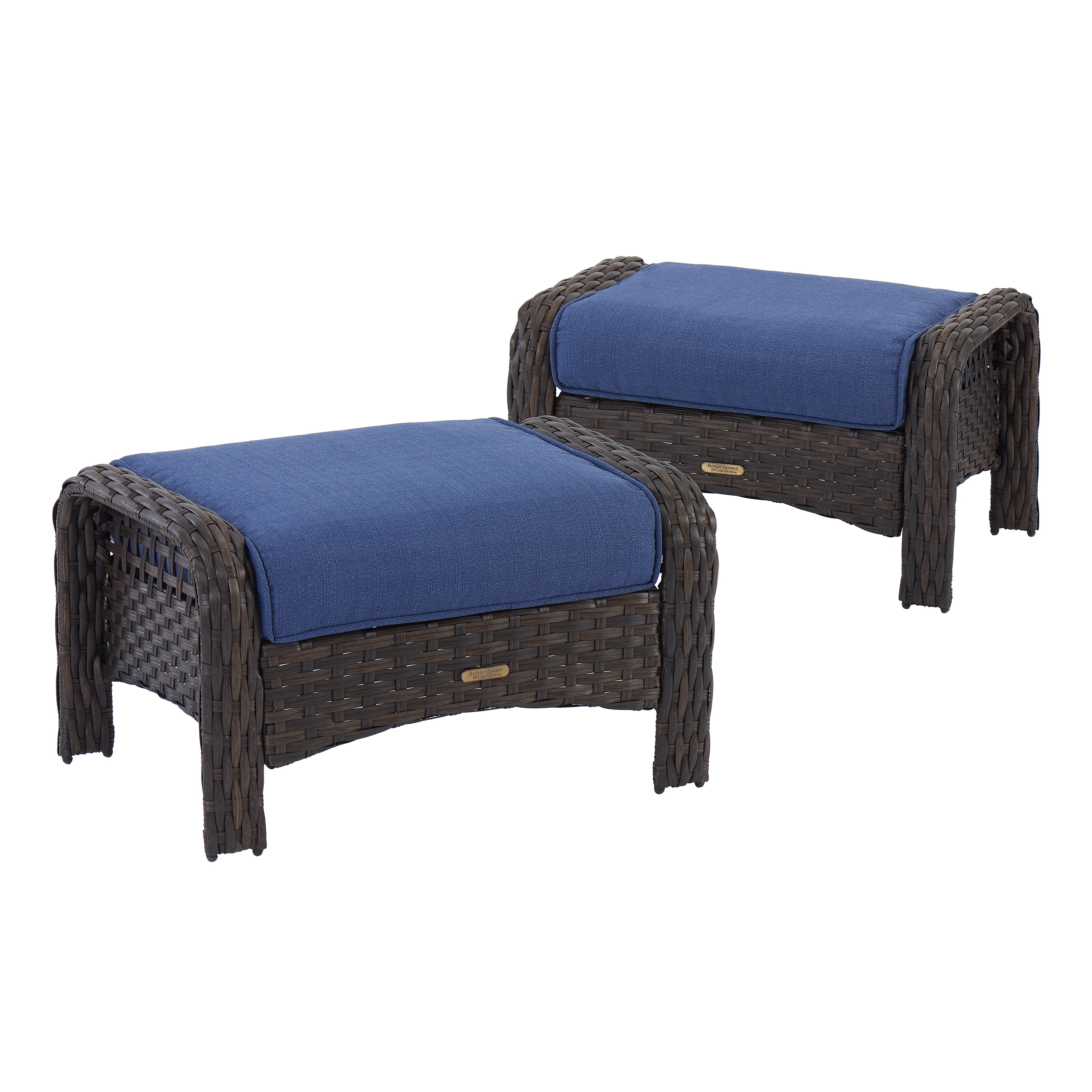 Better Homes \u0026 Gardens Ravenbrooke Outdoor Wicker 2-Pack Ottomans; Blue