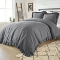 thumbnail image 1 of Better Homes & Gardens Raw Edge Gray Ruffle Duvet Cover Set, Queen (3 Count), 1 of 3