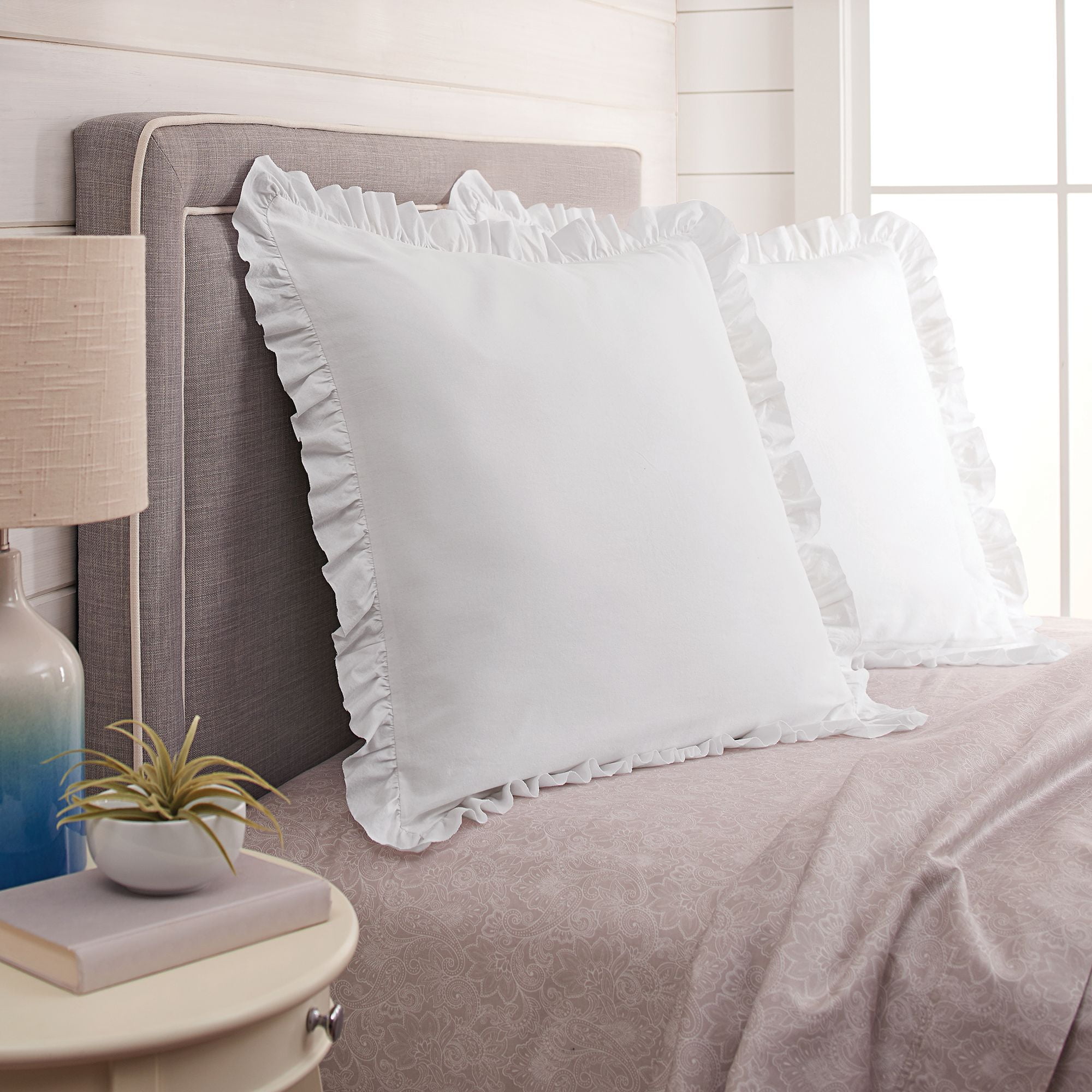 Better Homes & Gardens Raw Edge Ruffle Euro Pillow Sham, 1 Each, White