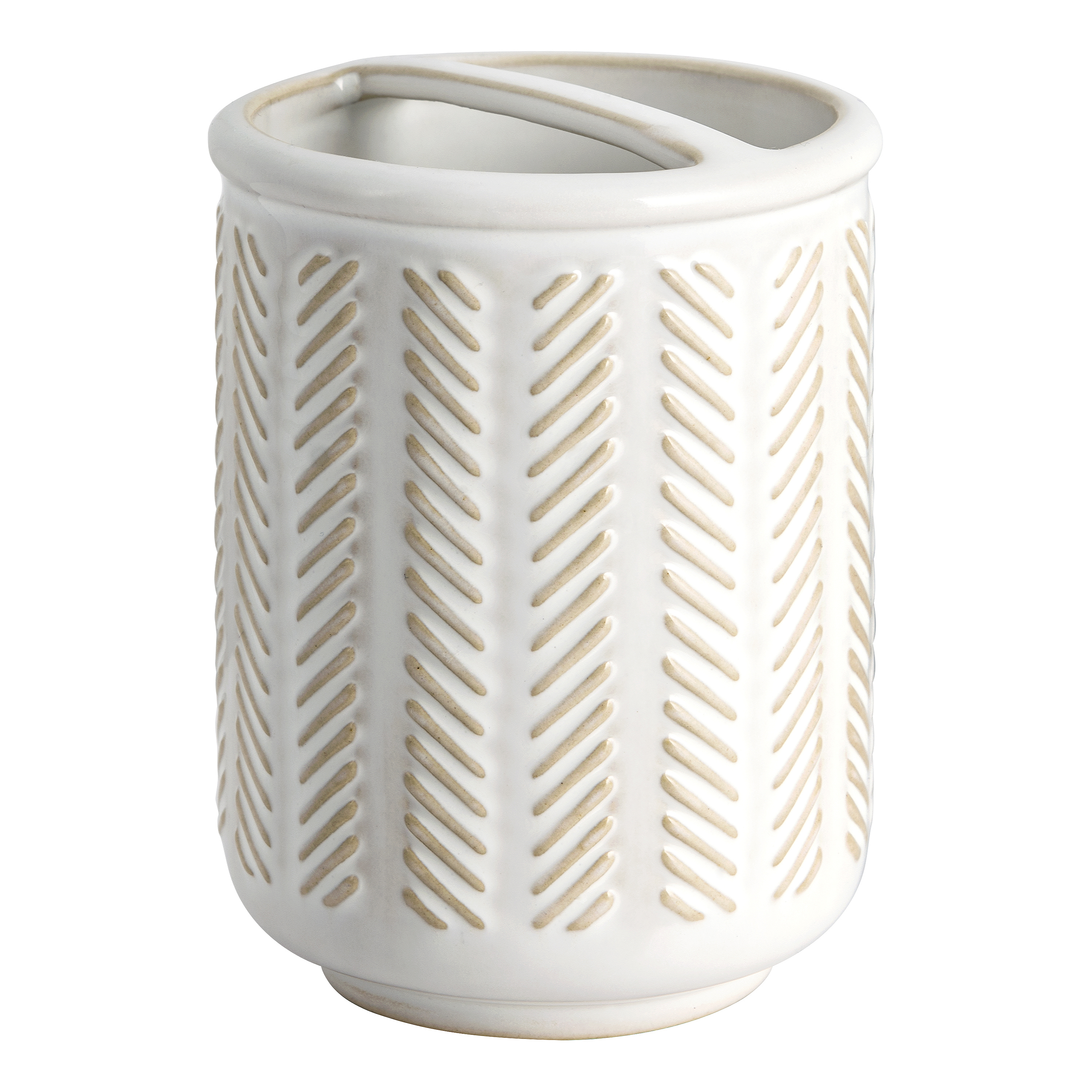 Better Homes & Gardens Reactive Glazed Textured Ceramic Toothbrush Holder in Creamy White - image 1 of 6