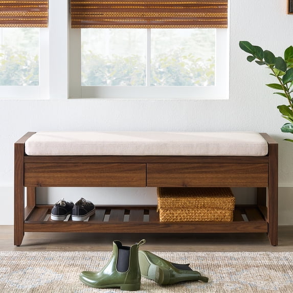 Better Homes & Gardens Reading 45" Bench, Walnut Finish - Walmart.com