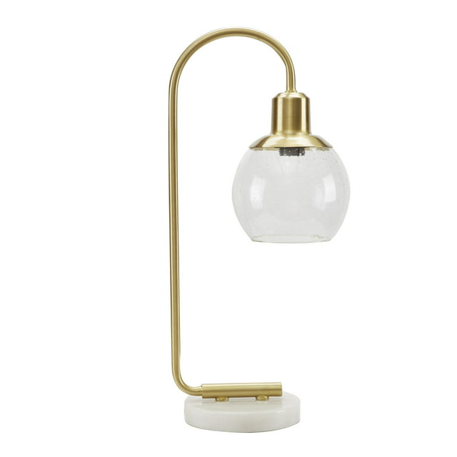 Better Homes & Gardens Real Marble Table Lamp, Brushed Brass Finish