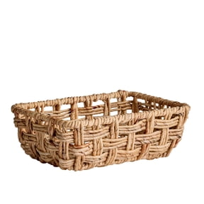 Better Homes & Gardens Water Hyacinth Rectangle Modern Open Weave Basket, Medium
