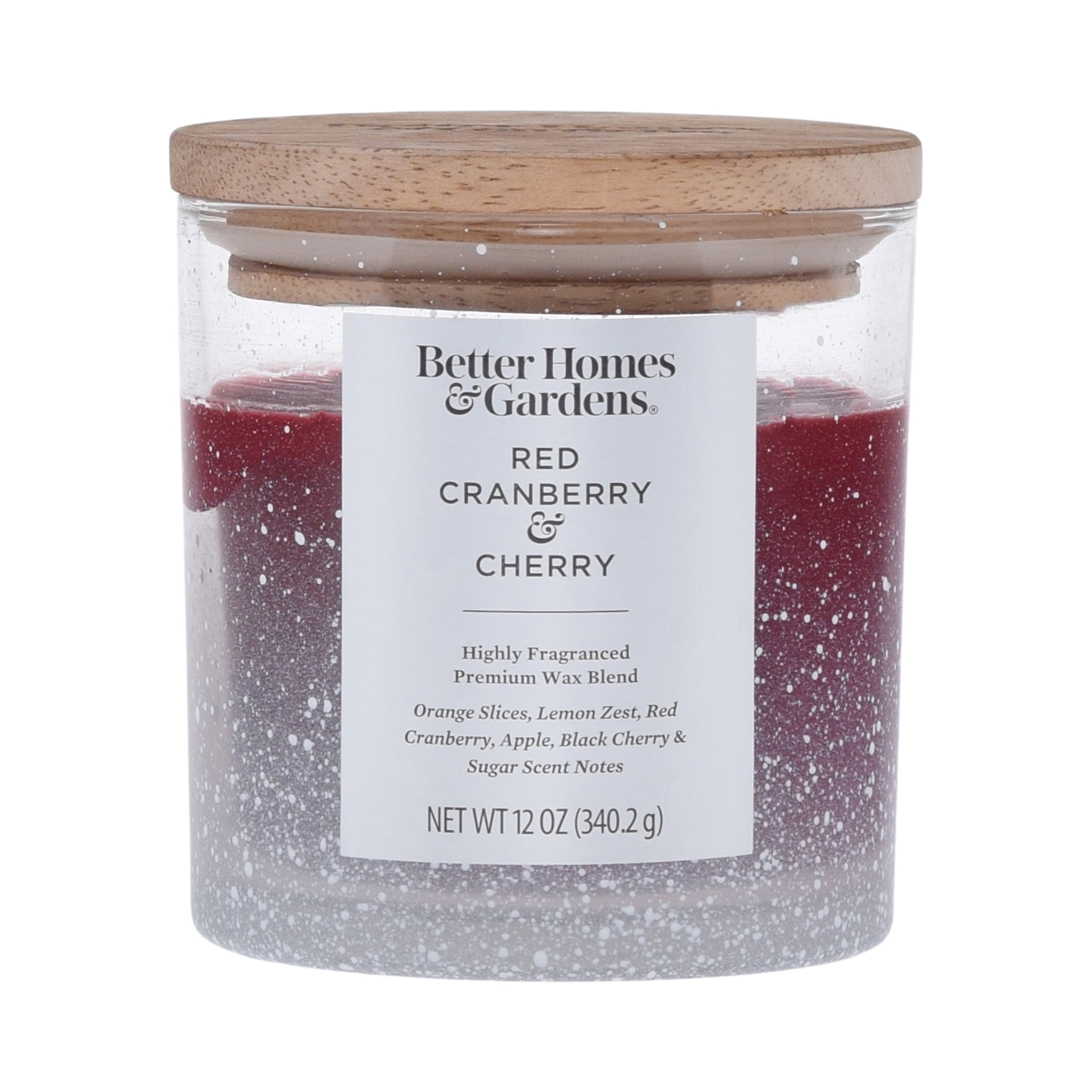 Better Homes & Gardens Red Cranberry & Cherry Scented 2Wick Snow Glass
