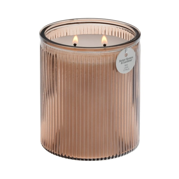 Better Homes & Gardens Red Lava Citrus Scented 2-Wick 17.1oz Ribbed Jar Candle