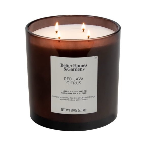 Better Homes & Gardens Red Lava Citrus Scented 4-Wick Oversized Jar Candle, 80 oz
