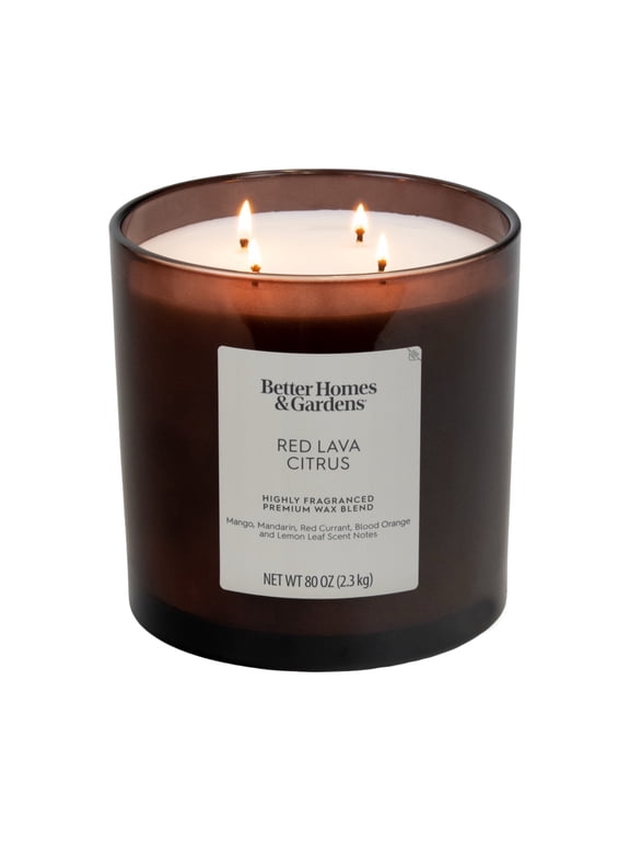 Better Homes & Gardens Red Lava Citrus Scented 4-Wick Oversized Jar Candle, 80 oz