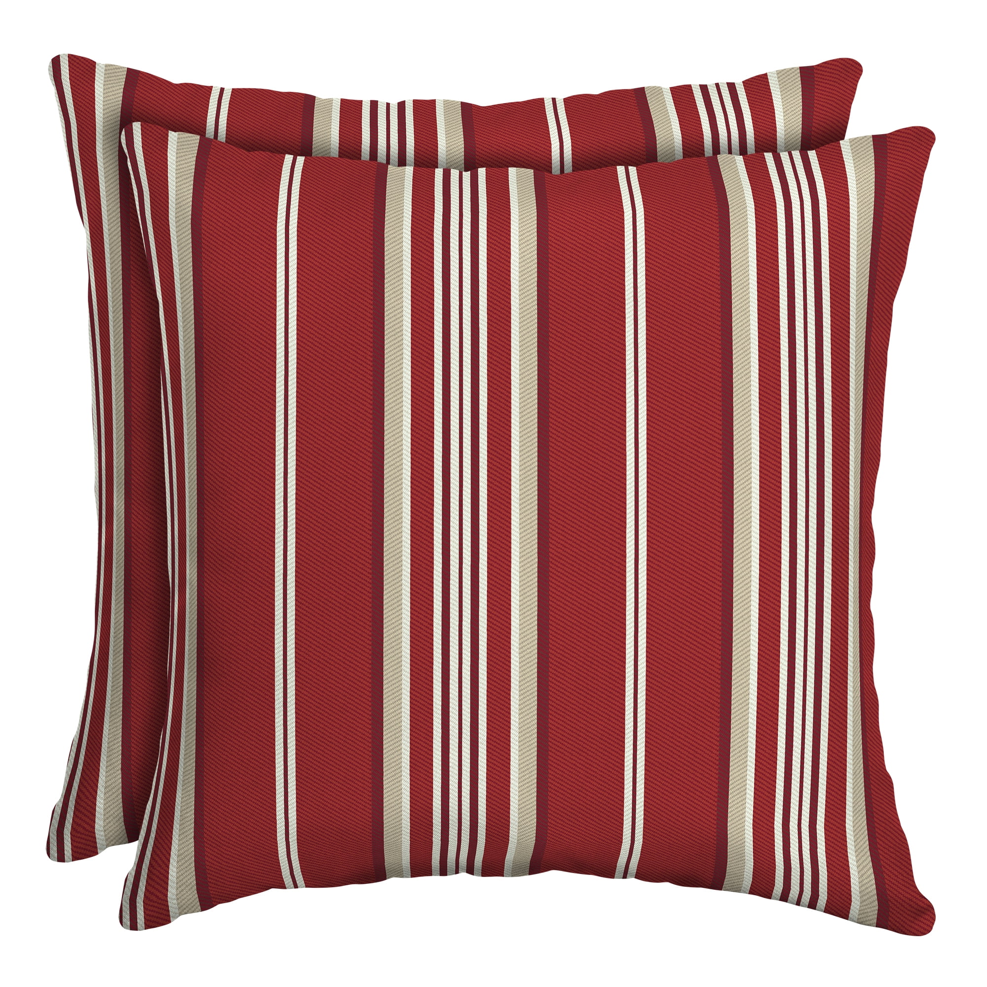 Better Homes & Gardens Red Stripe 16 x 16 in. Outdoor Toss Pillow w