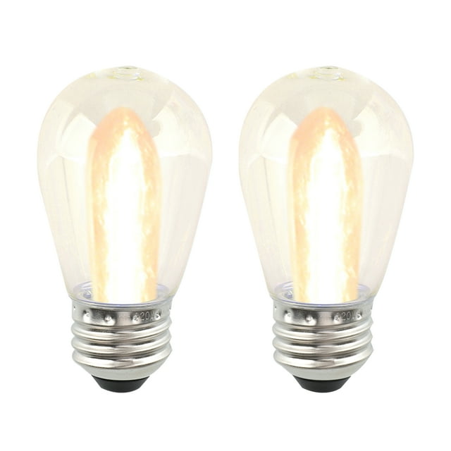 Better Homes & Gardens S14 0.9W LED Replacement Bulbs for Outdoor Commercial String Lights, Warm White, 2-Pack
