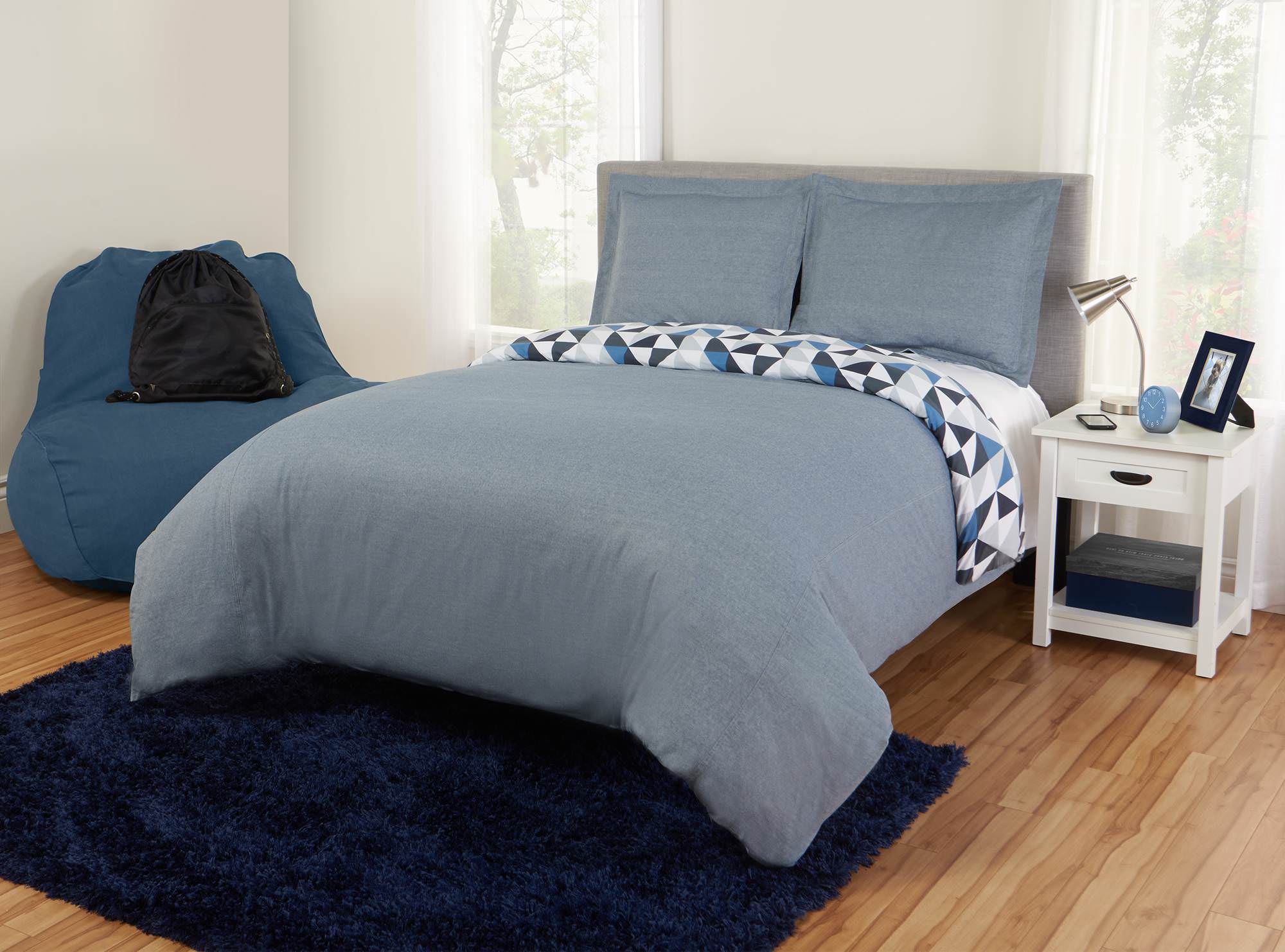 Better Homes & Gardens Reversible Chambray Triangle Duvet Cover Set