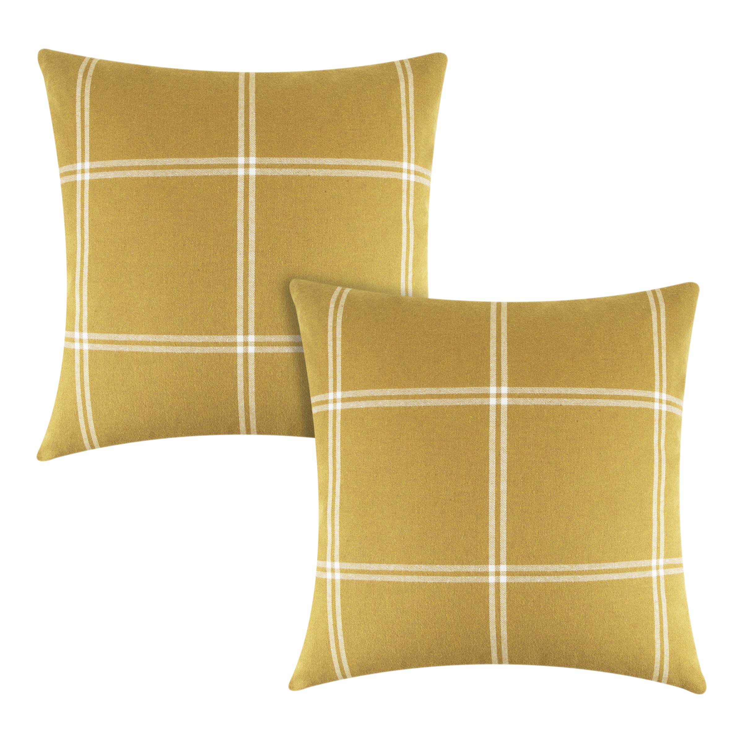 Better Homes & Gardens Reversible Windowpane Plaid to Solid Decorative Throw Pillow Cover, 2 Pack - image 1 of 5