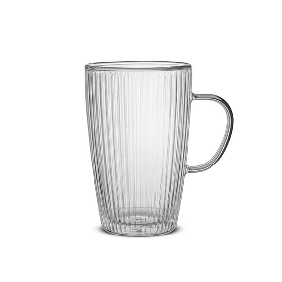 Better Homes & Gardens Ribbed 15 oz Double Wall Glass Mug with Handle