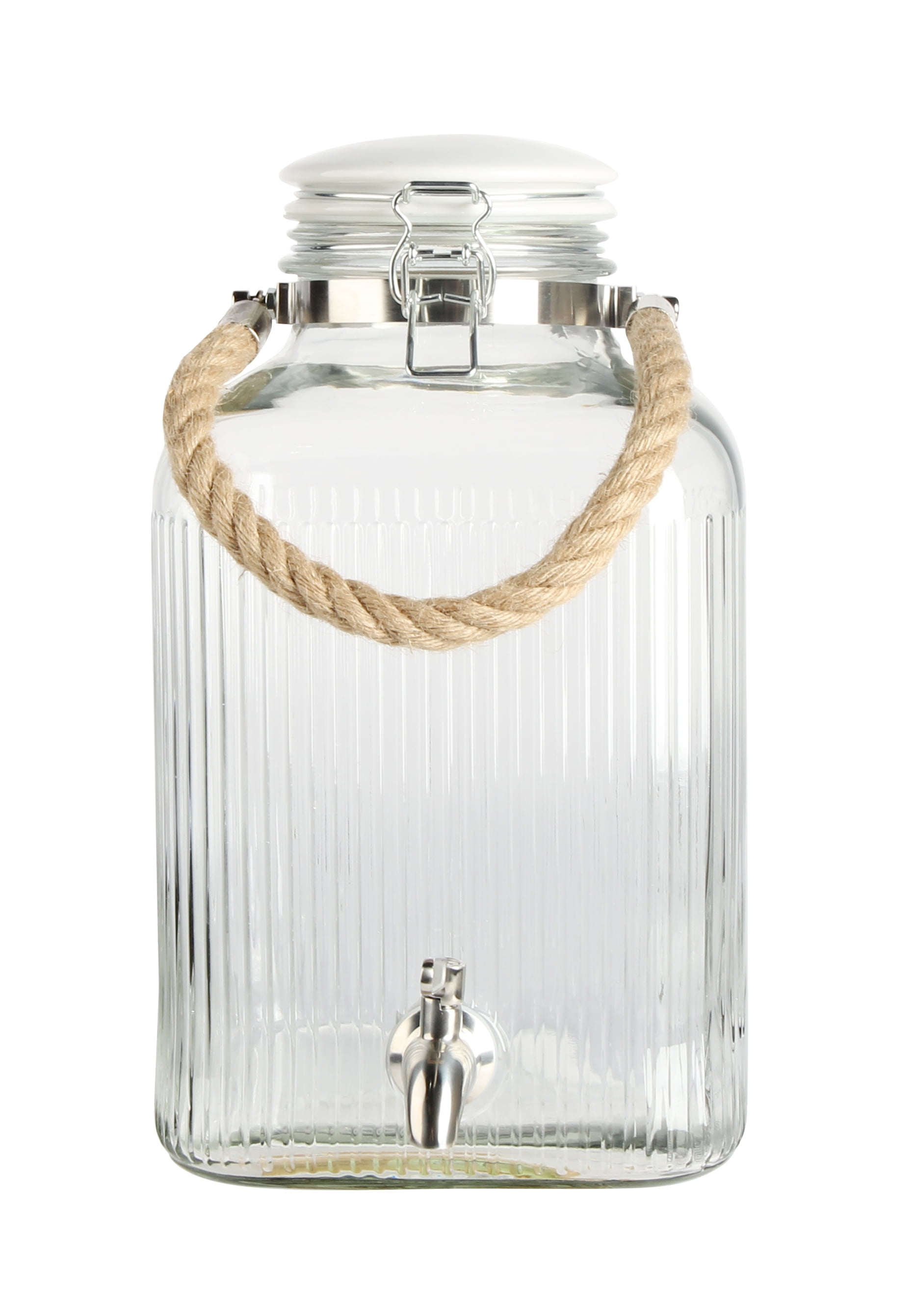 Better Homes & Gardens Ribbed Glass Beverage Dispenser with Ceramic Lid ...