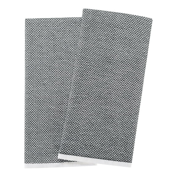 Better Homes & Gardens Rich Black Cotton-and-Polyester Woven Dual-Purpose Oversized Kitchen Towels 2 Pack