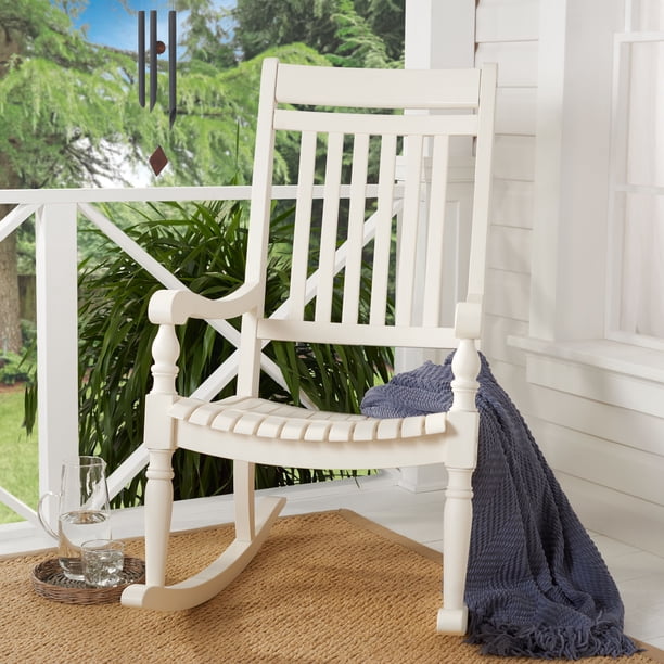 Better Homes & Gardens Ridgely Slat Back Mahogany Rocking Chair, White ...