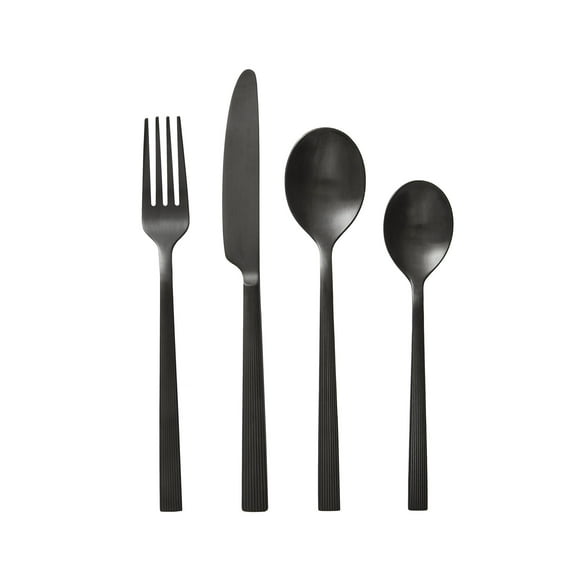 Better Homes & Gardens River 16-Piece Black Stainless Steel Flatware Set (Service for 4)