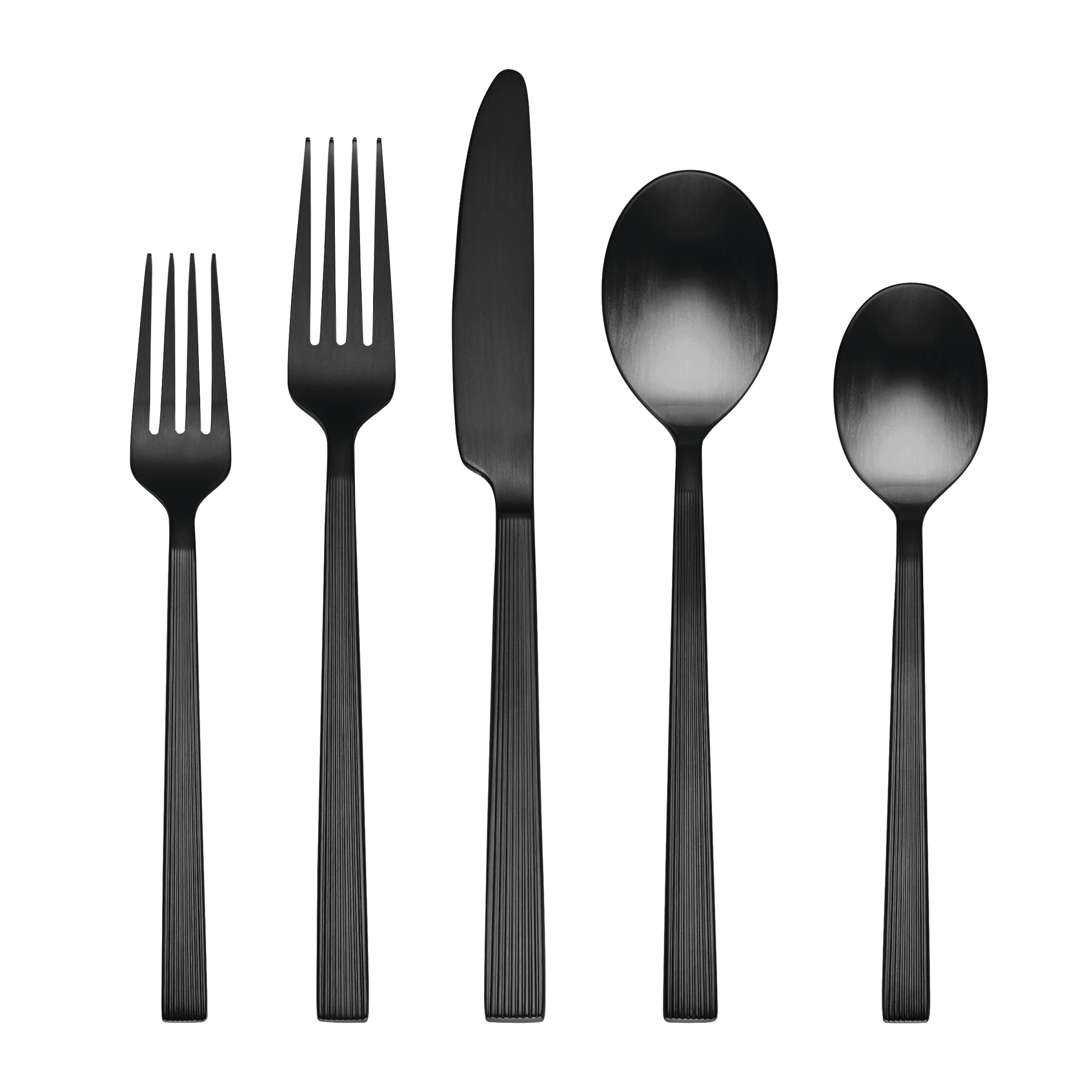 Better Homes & Gardens, River Black 42-Piece Stainless Steel Flatware Set, Service for 8