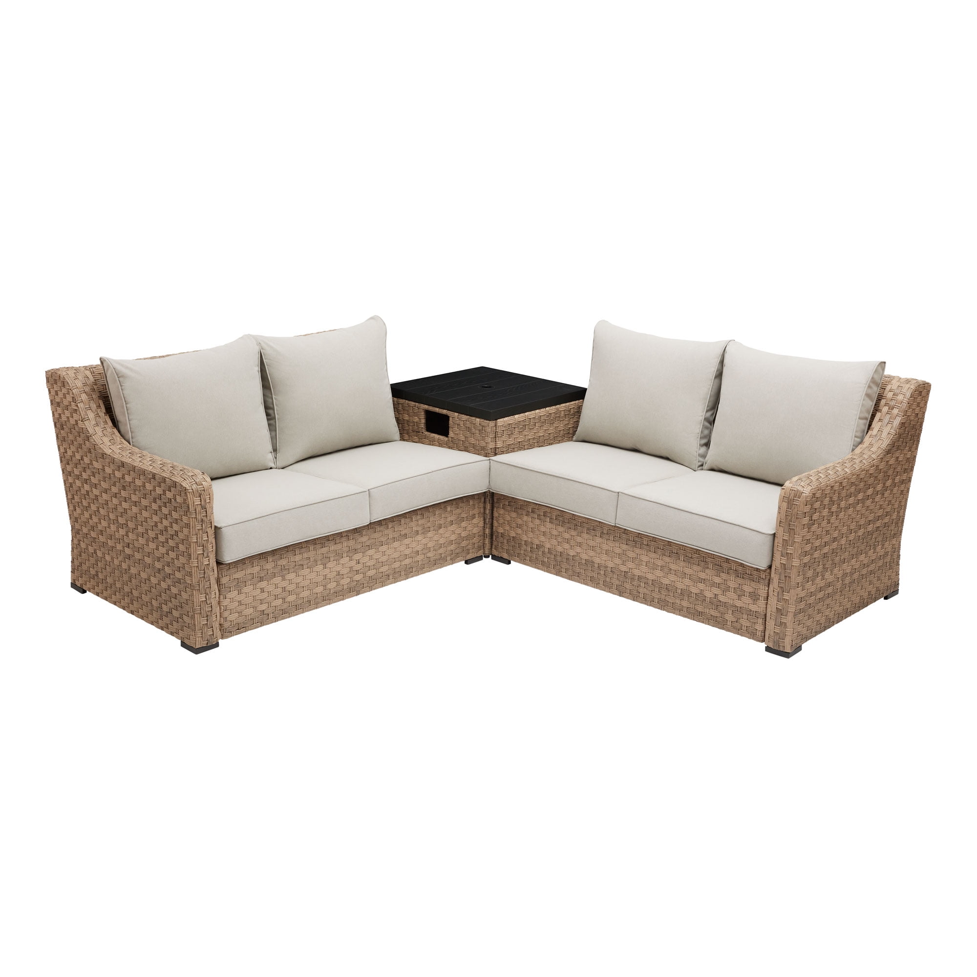 Better Homes & Gardens River Oaks 3-Piece Outdoor Sectional Set, Beige - Seats 4