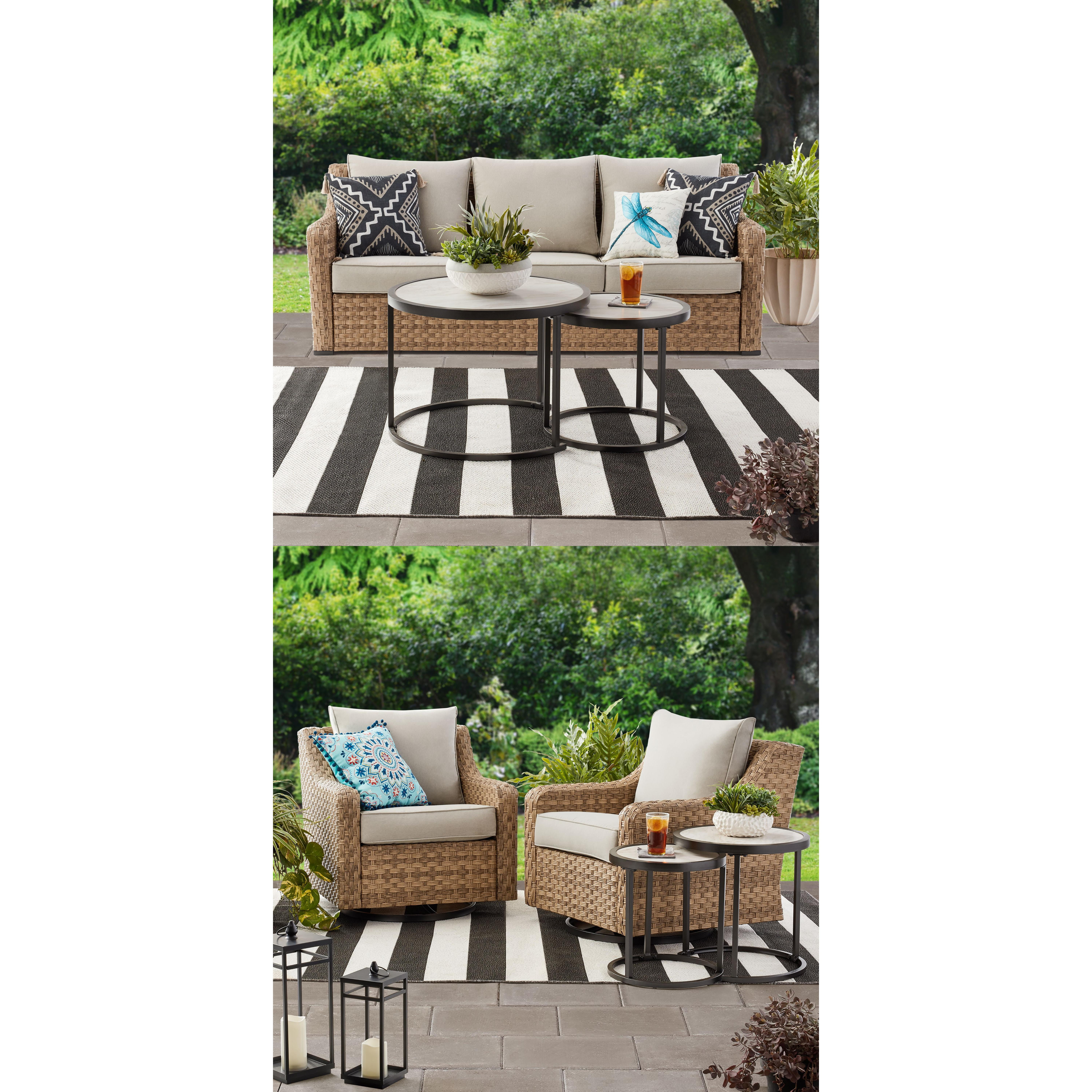 Better Homes & Gardens River Oaks Outdoor 5 Piece Conversation Set, Natural Tan Wicker