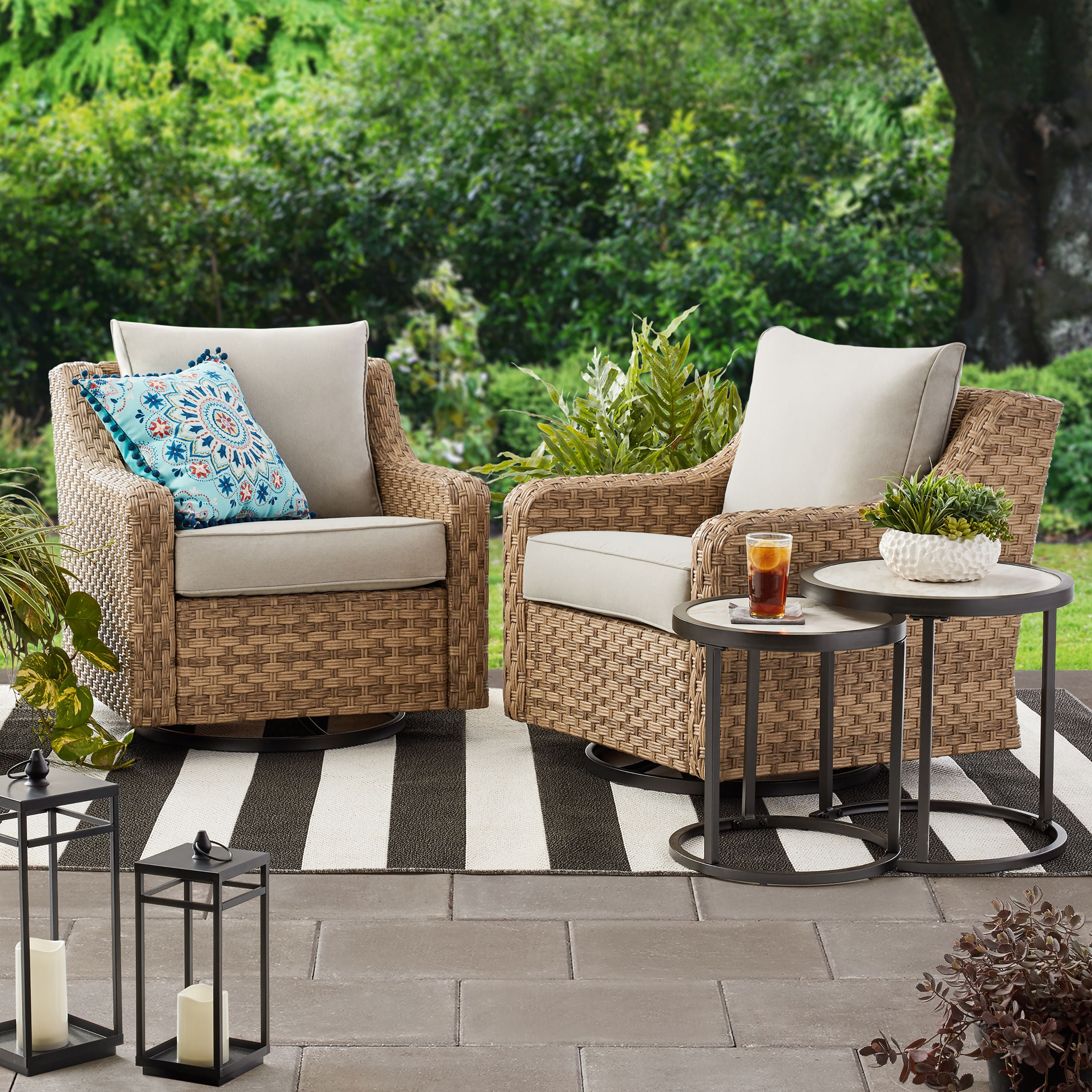 Better Homes Gardens River Oaks Outdoor Swivel Gliders with Patio Covers Set of 2 Natural