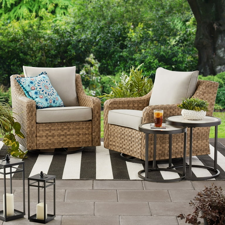 Better Homes Gardens River Oaks Outdoor Swivel Gliders with Patio Covers Set of 2 Natural