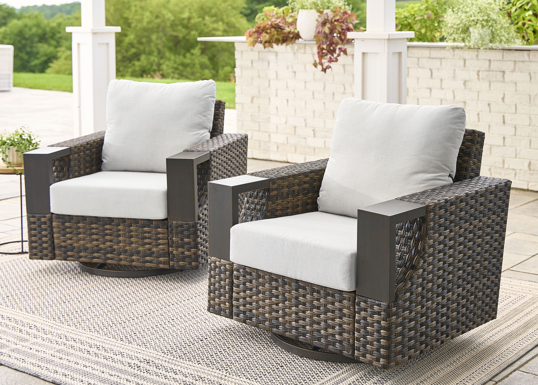 Better Homes & Gardens Rockport Club Swivel Chairs, Brown, 2 Pack