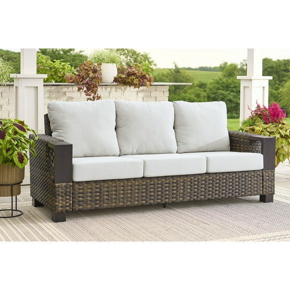 Better Homes & Gardens Rockport Outdoor Wicker Sofa, Brown