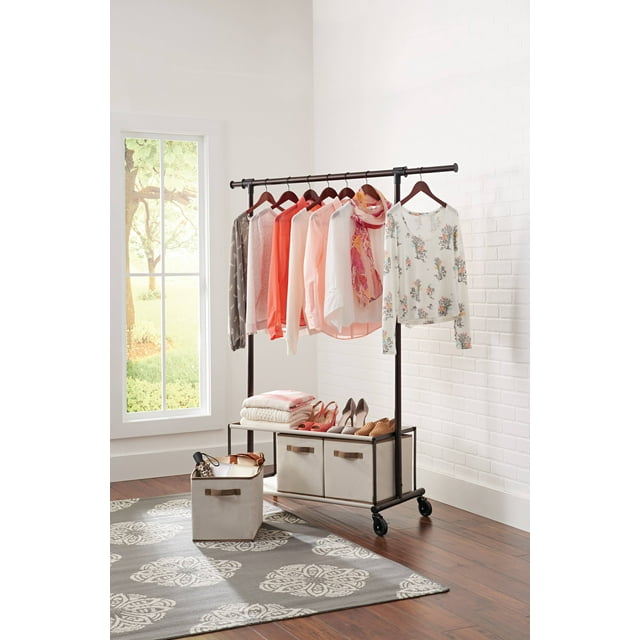 Better Homes & Gardens Rolling Garment Rack with 3 Storage Bins