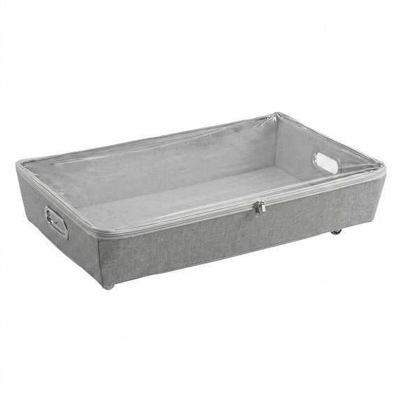 Better Homes & Gardens Under the Bed Rolling Storage Organizer Bin with Zipper for Sorting Shoes and Clothing, Gray