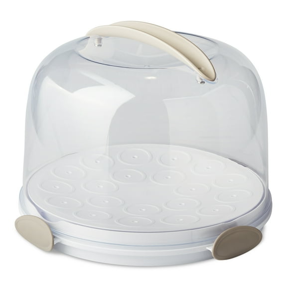 Better Homes & Gardens Round Cake Carrier with Clear Plastic Cover, 13" Diameter, Dishwasher Safe, Best Used for Leftover Storage and Party Transportation