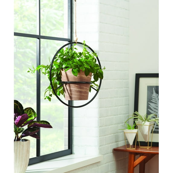 Better Homes & Gardens Round Iron Black Plant Hanger, 16.1" Diameter x 7.9" Width, Indoor Use