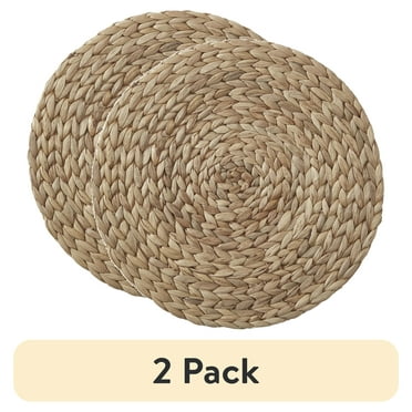 (2 pack) Better Homes & Gardens Round Natural Water Hyacinth Weave,Table Placemat, 15"