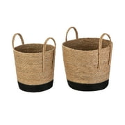 Better Homes & Gardens Natural and Black Round Rush Baskets, Set of 2