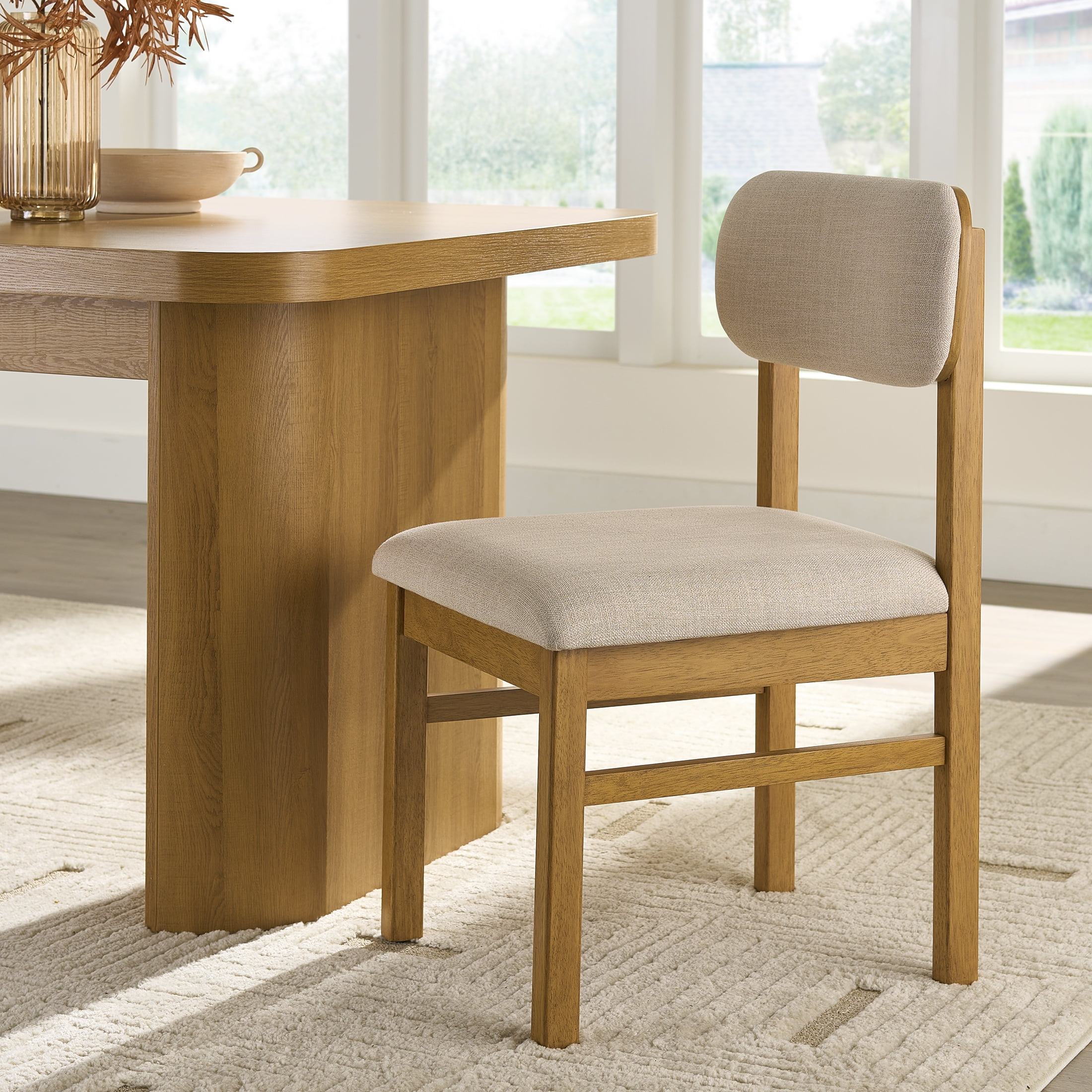 Better Homes Gardens Juliet Dining Chairs 2 Pack Light Honey Finish and Cream