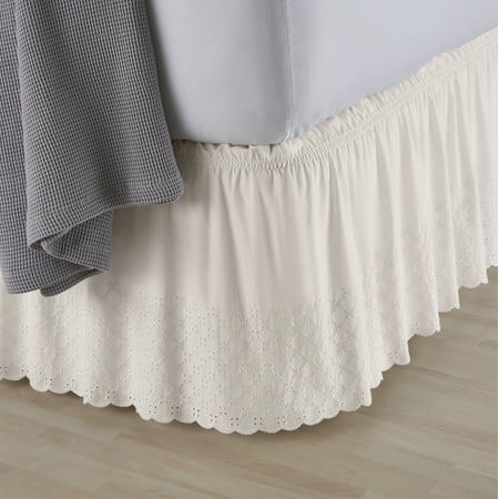 Better Homes & Gardens Adjustable Ruffled Bedskirt, Ivory Eyelet, Non-Standard
