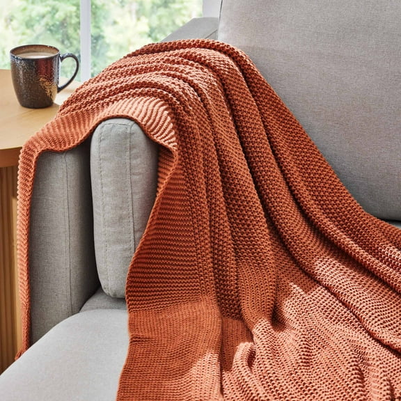 Better Homes & Gardens Copper Cotton-Blend Chunky Knit Throw, 50" x 60", 2.3 lb, All Ages