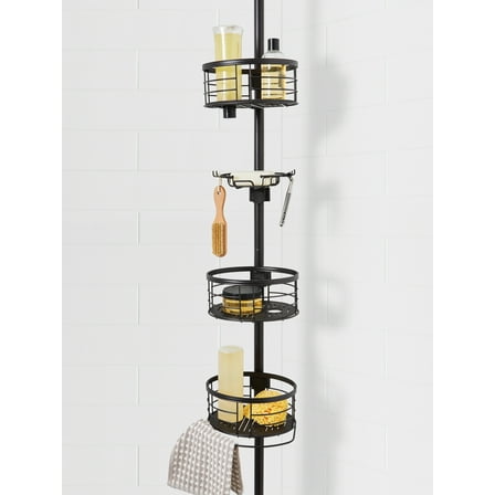 Better Homes & Gardens Rust-Resistant Tension Pole Shower Caddy, 3 Shelves, Oil Rubbed Bronze Finish