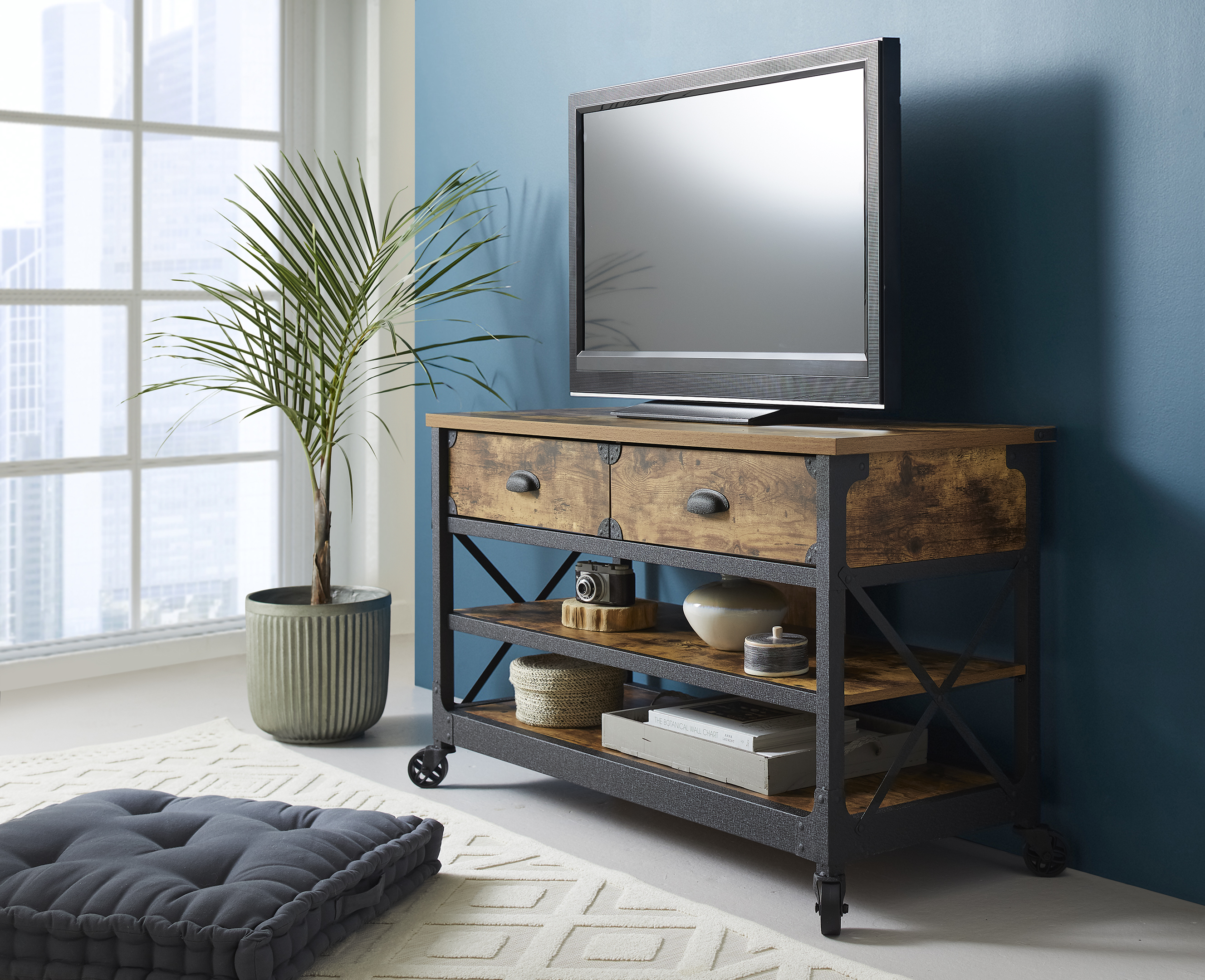 Better Homes & Gardens Rustic Country TV Stand for TVs up to 52", Weathered Pine Finish - image 1 of 11
