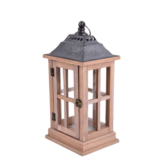 Better Homes & Gardens Rustic Wood Candle Holder Lantern, Small