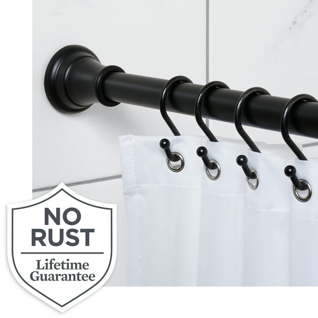 Better Homes & Gardens Rustproof Aluminum Shower Curtain Rod with Finials, 43" 72", Matte
