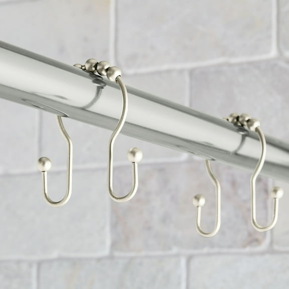 Better Homes & Gardens Rustproof Double Easy Glide Shower Hooks, Brushed Nickel, Set of 12