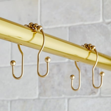 Better Homes & Gardens Rustproof Stainless Steel Double Easy Glide Shower Hooks, Brass, Set of 12