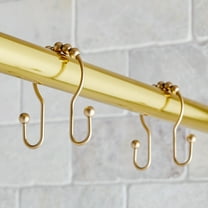 Better Homes & Gardens Rustproof Stainless Steel Double Easy Glide Shower Hooks, Brass, Set of 12