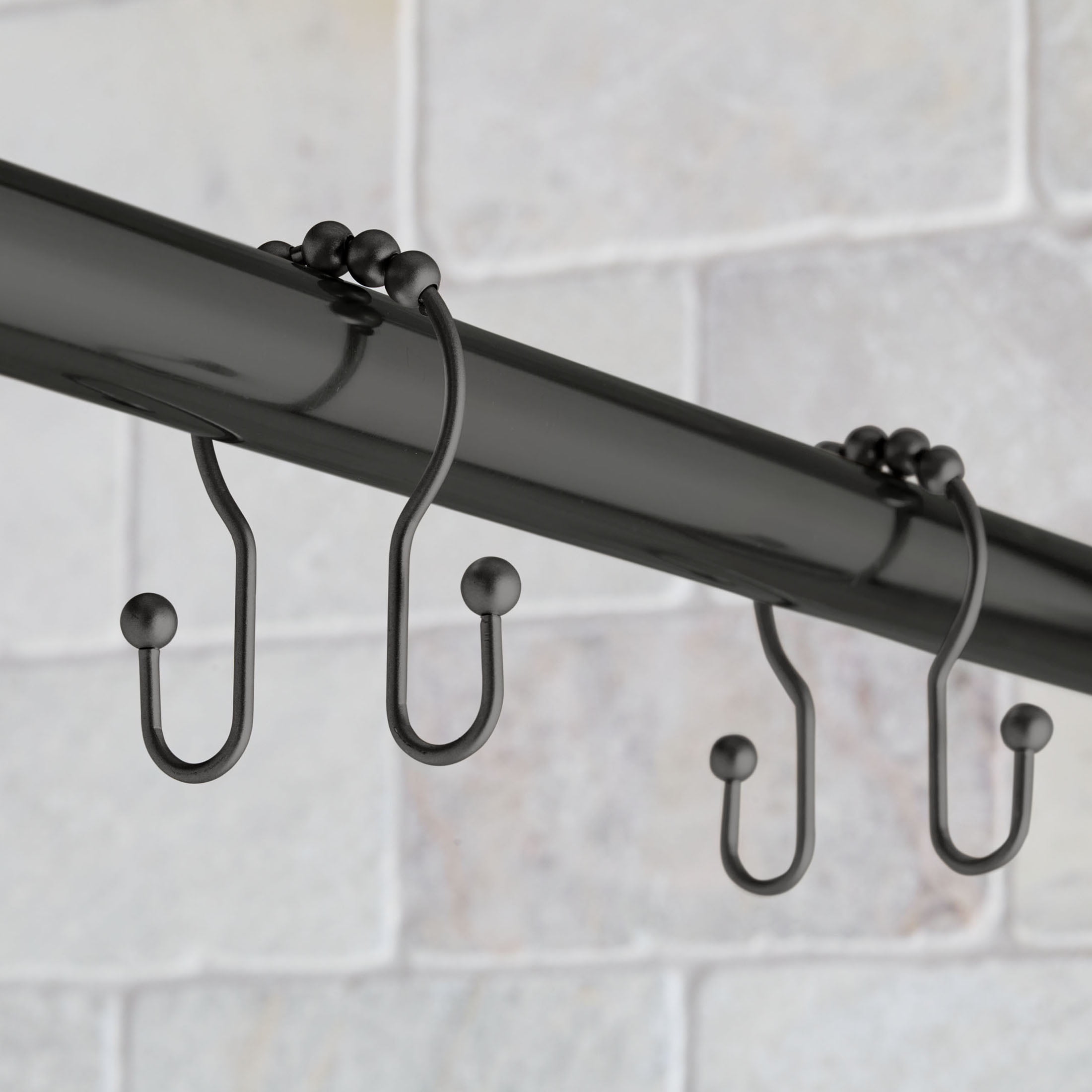 Better Homes & Gardens Rustproof Stainless Steel Double Easy Glide Shower Hooks, Matte Black, 12 - Walmart.com