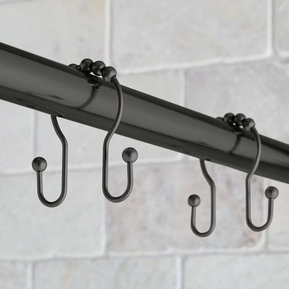Better Homes & Gardens Rustproof Stainless Steel Double Easy Glide Shower Hooks, Matte Black, 12