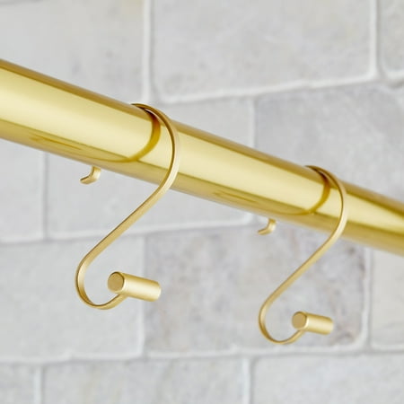 Better Homes & Gardens S-Shape Rustproof Stainless Steel Shower Hooks with T-Bar Ends, Brass, 12