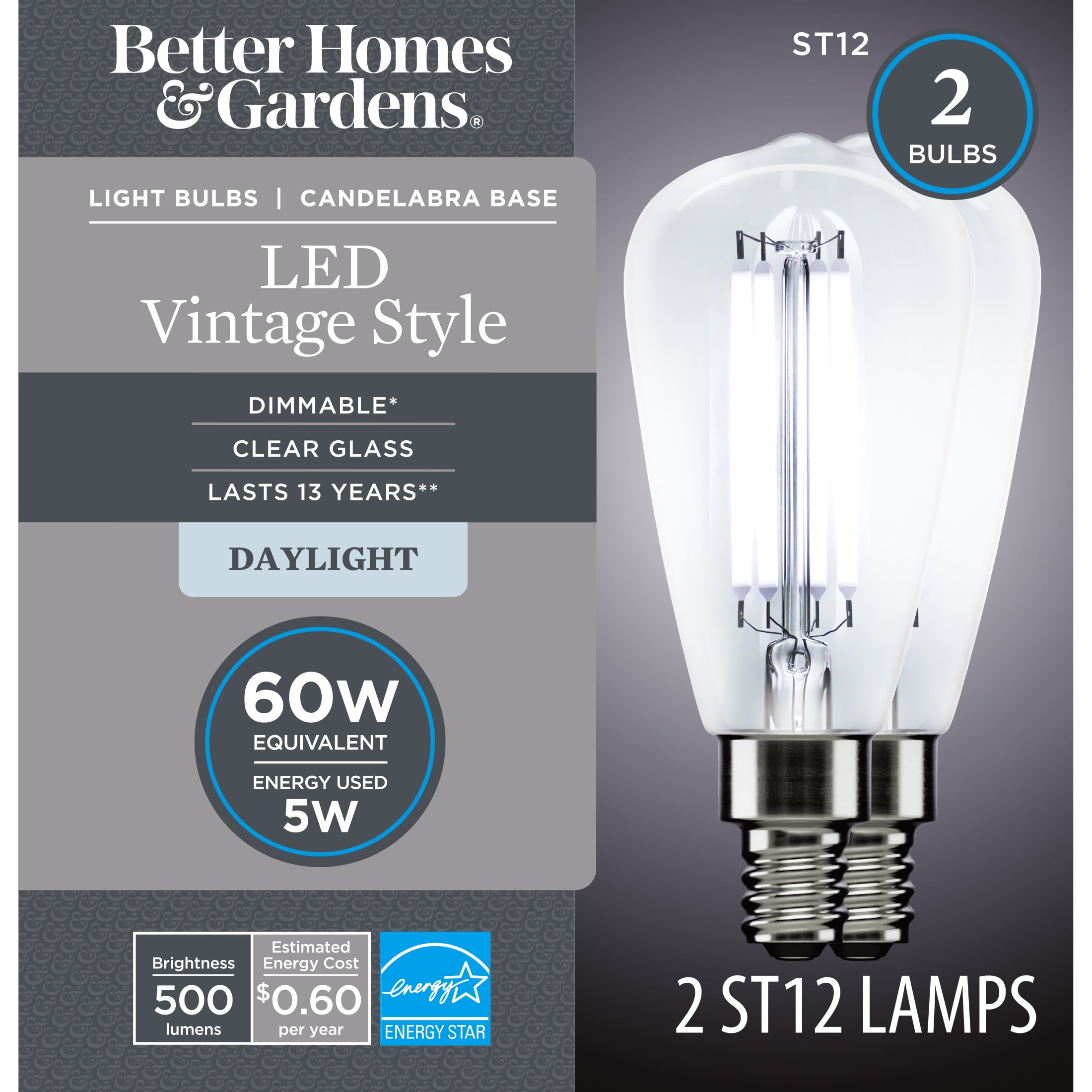 Better Homes & Gardens ST12 LED Light Bulb, 5Watt (60W Equiv