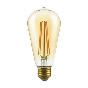 Better Homes & Gardens ST19 Dimmable LED Bulb, 5.5-Watt (60W Equiv.) Amber Glass E26 Base (2 Pack)