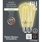 Better Homes & Gardens ST19 LED Vintage Bulb 4W (40W Equivalent) Soft White E26 Dimmable 2-Pack