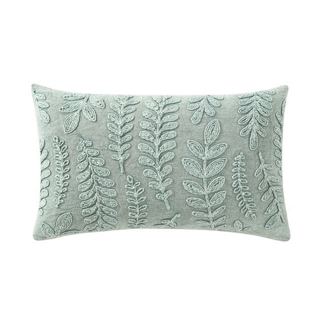 Better Homes & Gardens, Sage Embroidered Botanical Decorative Pillow, Oblong, 14" x 24", Sage, 1